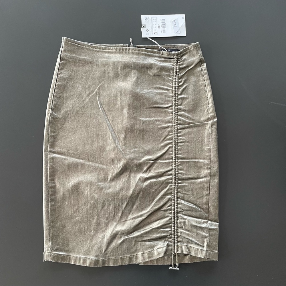 Zara Pencil skirt with ruching detail bronce
